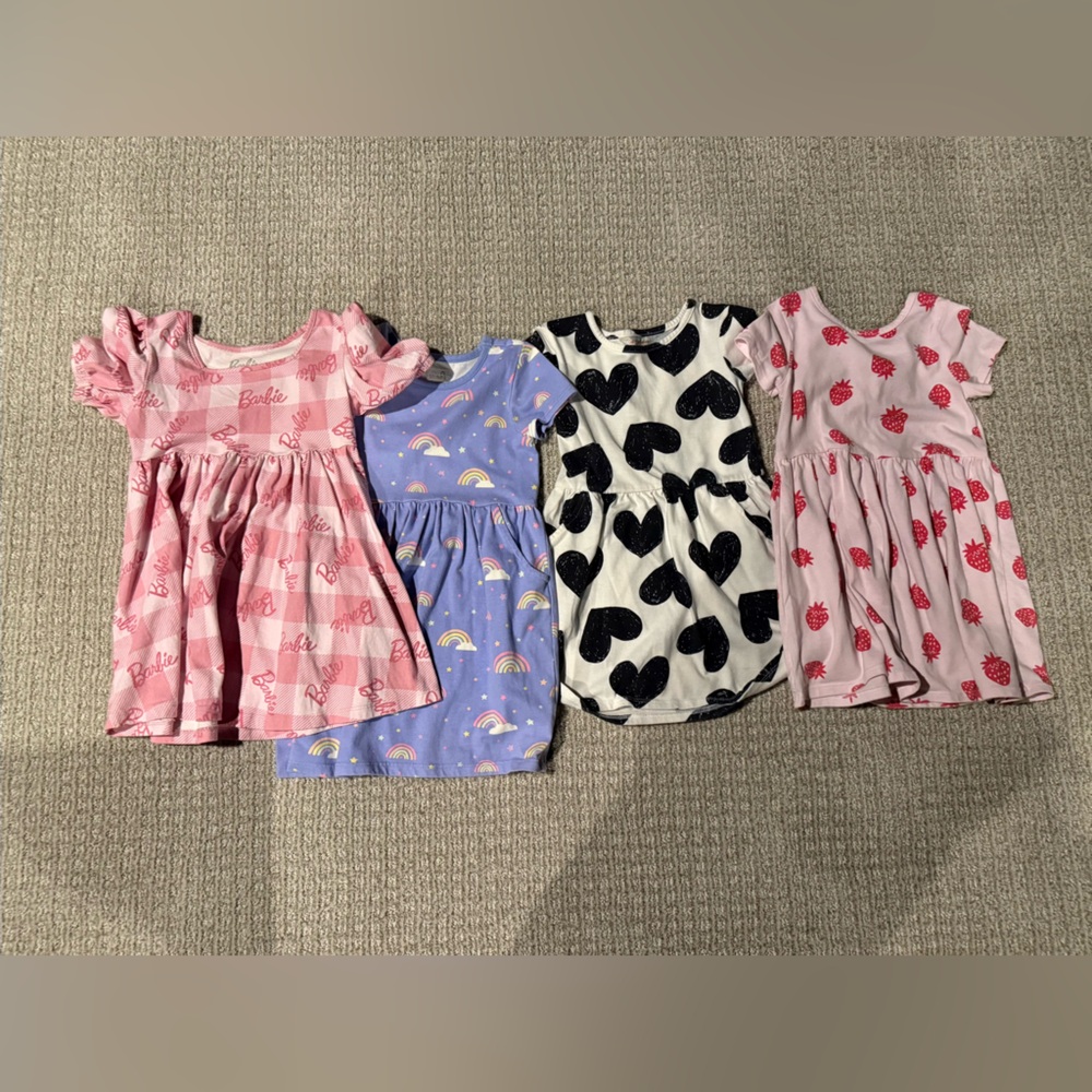 Set of Four toddler dresses with Fun Prints